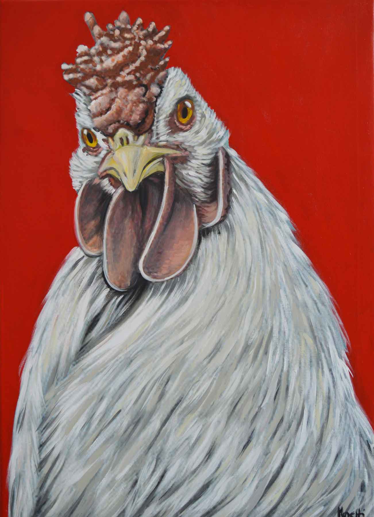 Animal painting: Hen: 23 x 35 inches